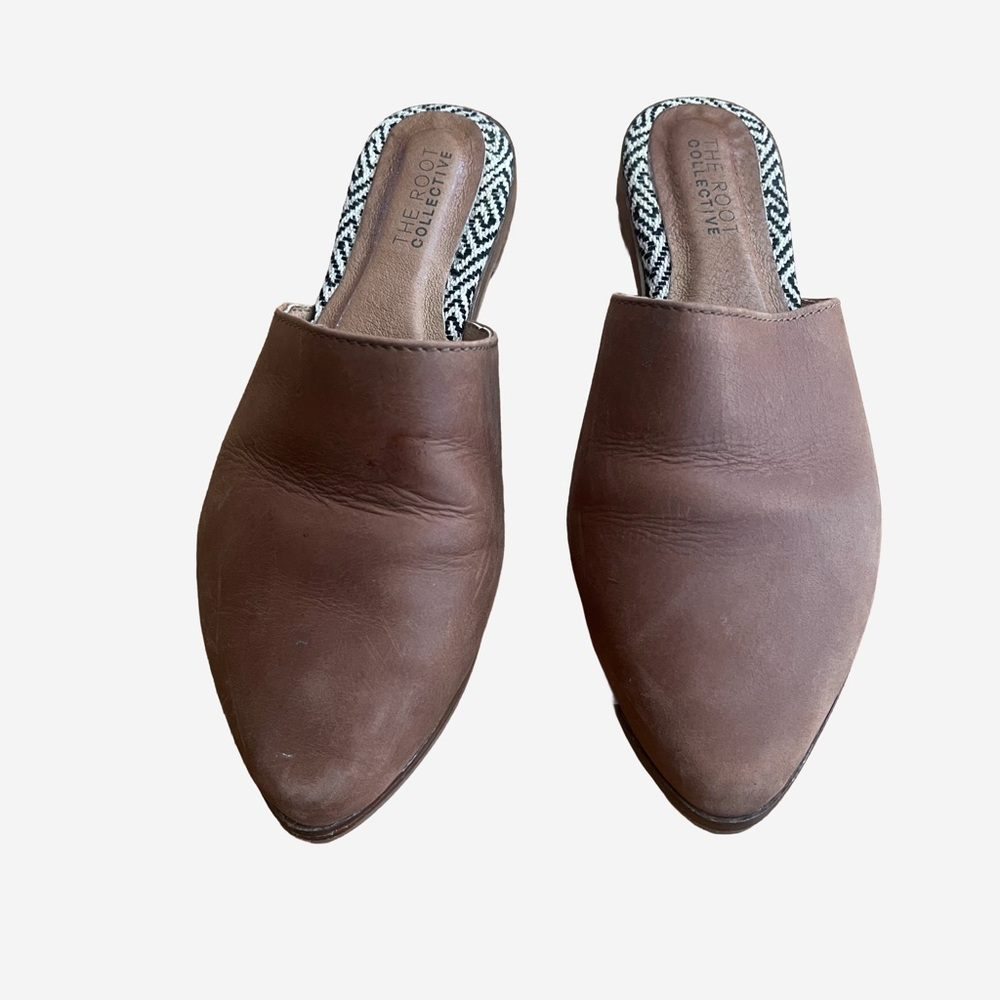 The Root Collective Brown Chestnut Leather Lilli Mules ECO Friendly Anthro Sz 9 - Picture 6 of 6